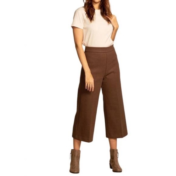 Pink Martini Pants - NWT Pink Martini Nadia Cropped Wide Leg Pants in Chocolate Brown Size XS